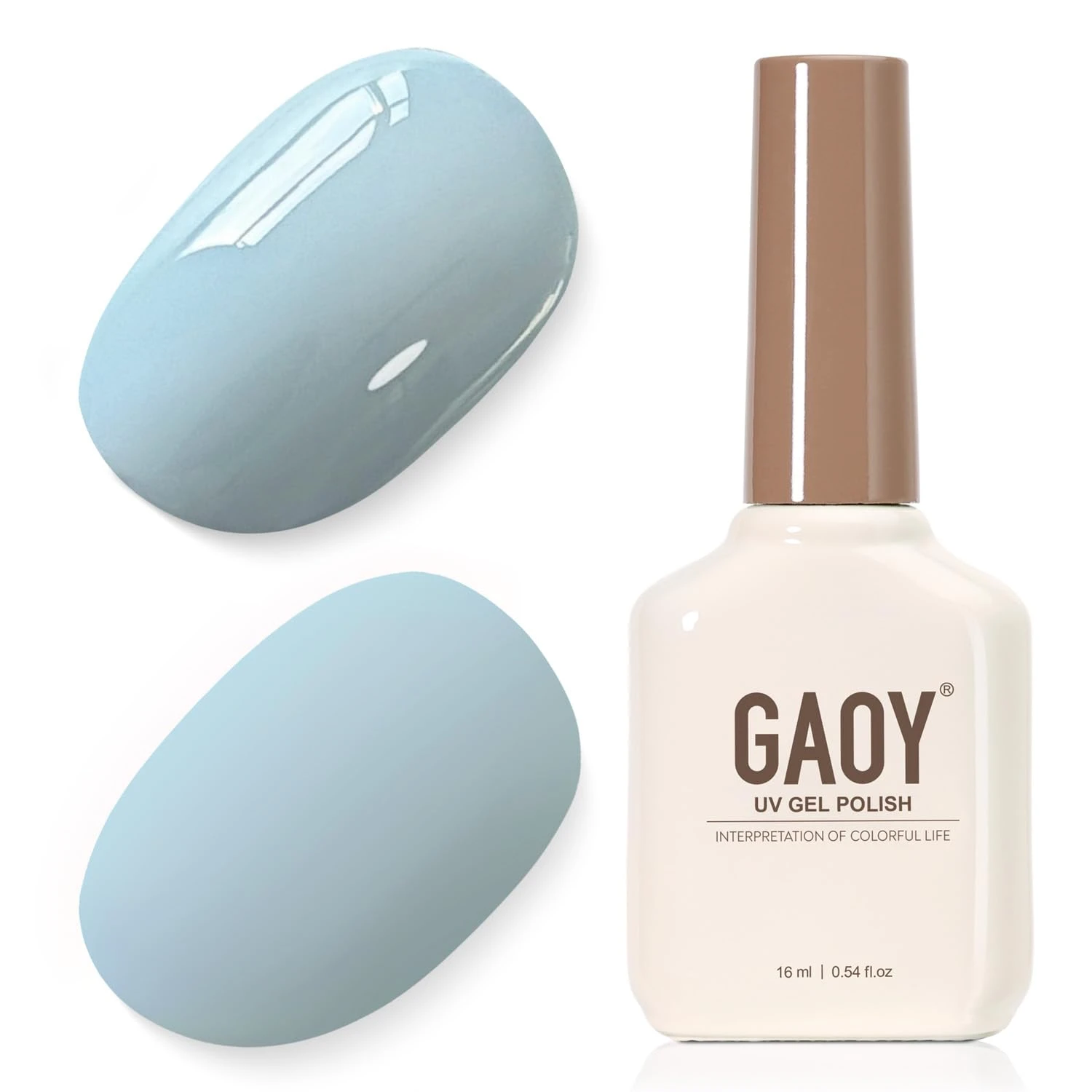 Light blue gel color for almond blue nails