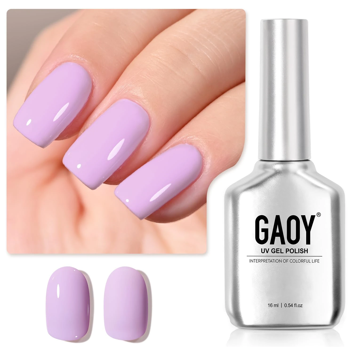 Lilac gel nail polish for purple aura nails ring