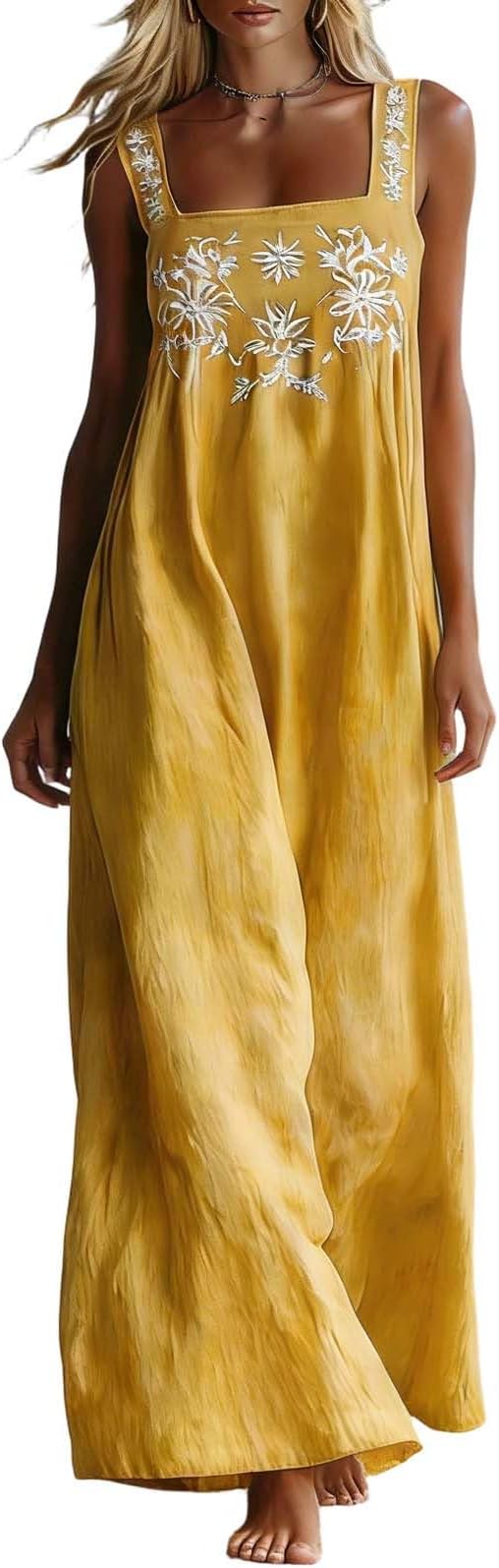 Linen blend floral sundress for summer