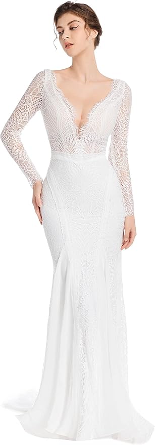 Long sleeve silk wedding dress for winter
