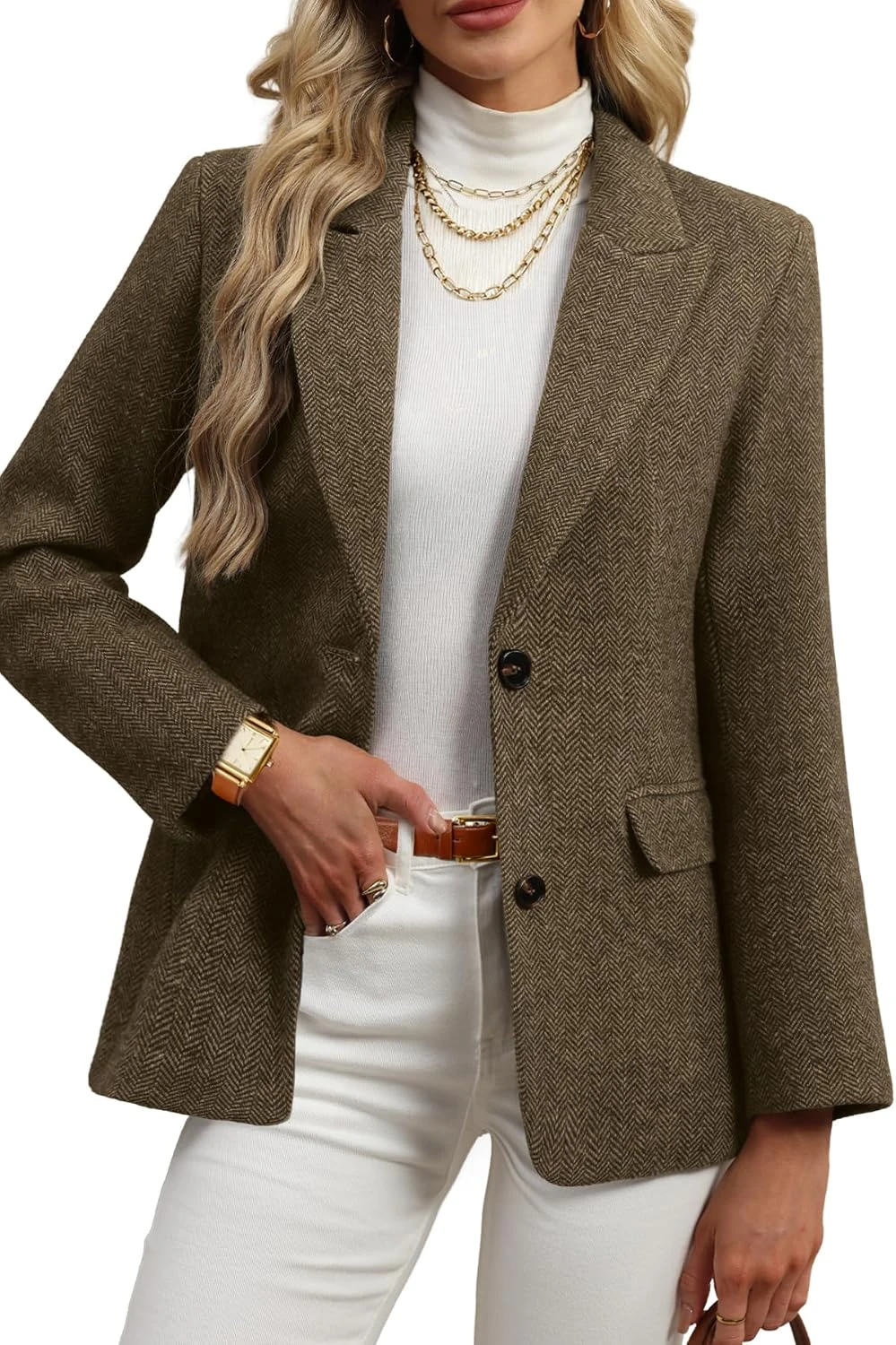 Longline wool blazer for modern formal business attire