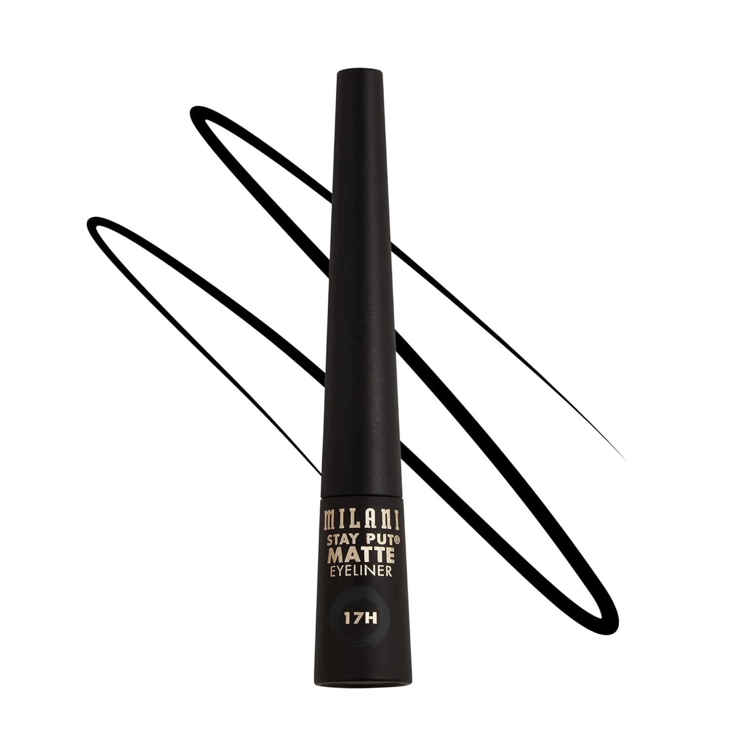 Matte black liquid liner for winged cat eye