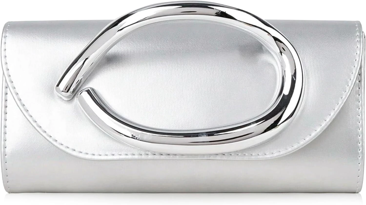 Metallic box clutch for black maxi outfit