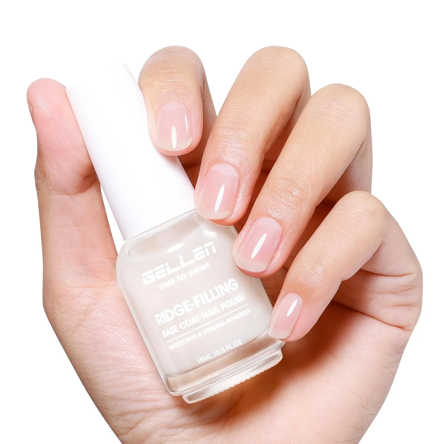 Milky sheer base coat for gold accent nails