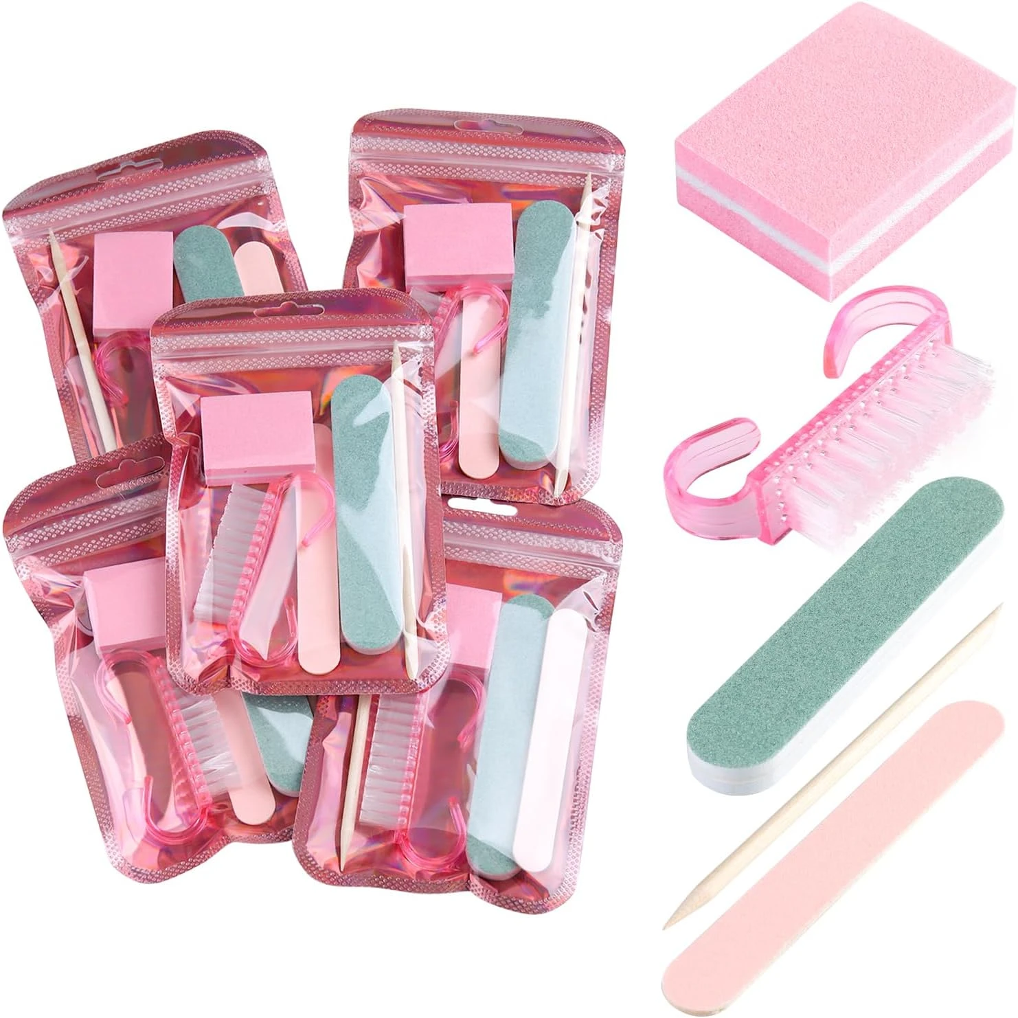 Mini nail file set for shaping burgundy almond nails