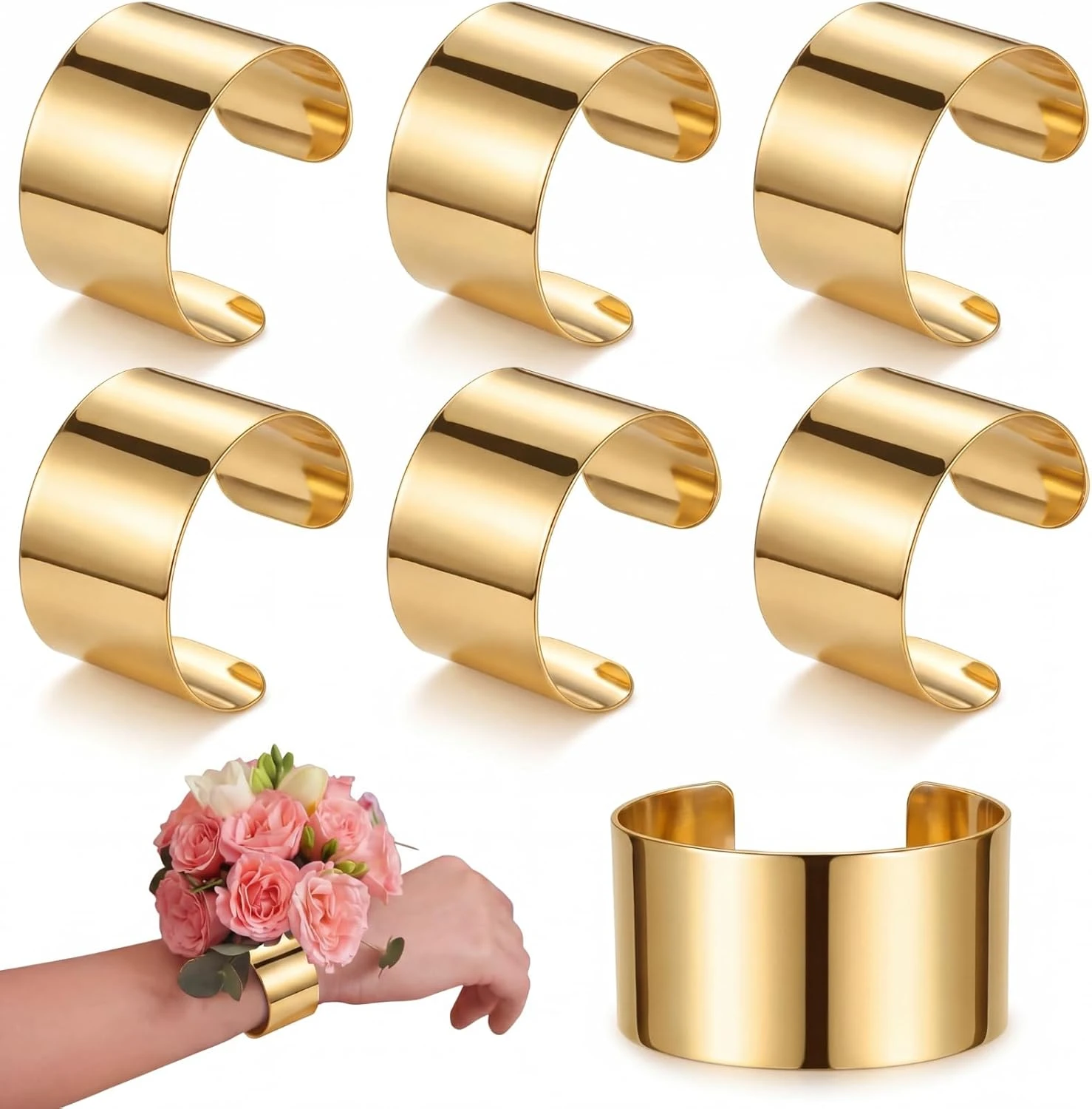 Minimal gold cuff for bias silk gown