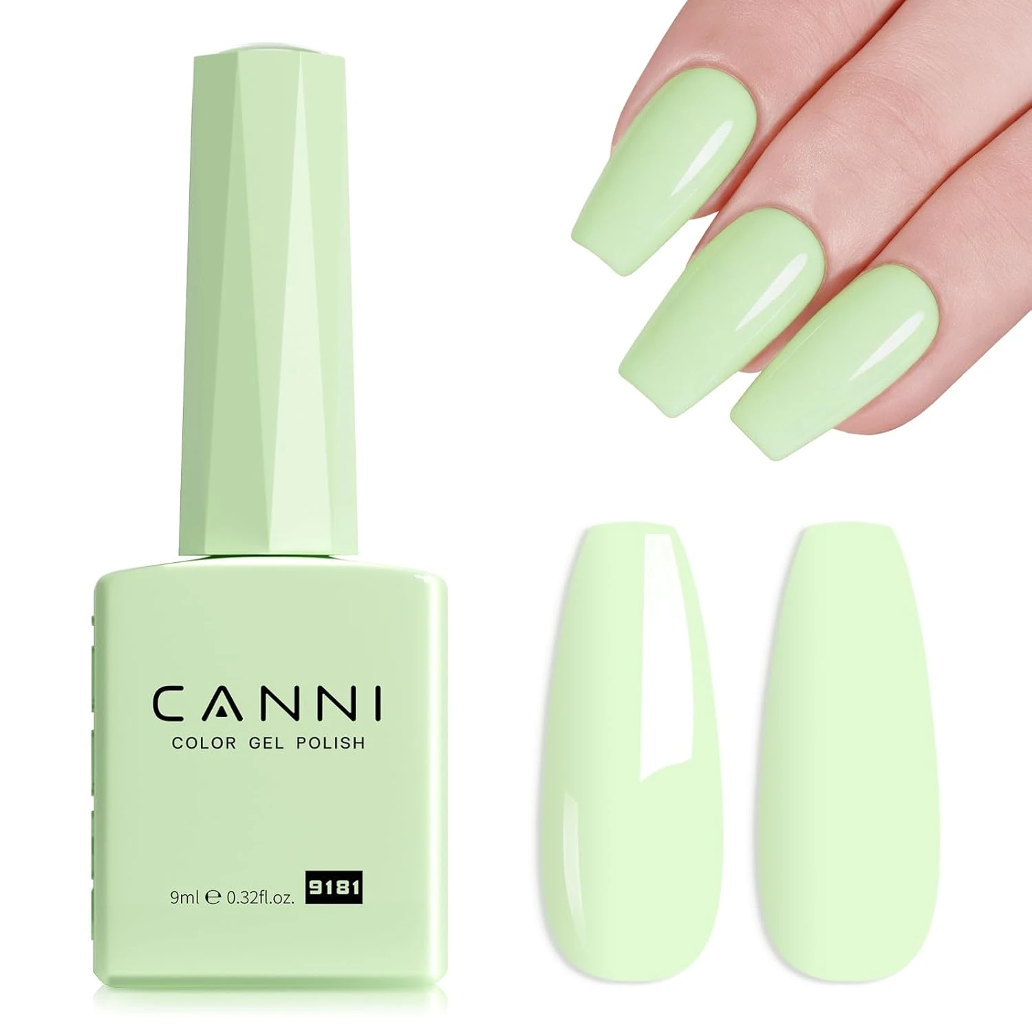 Mint green gel polish base for sage chrome nails