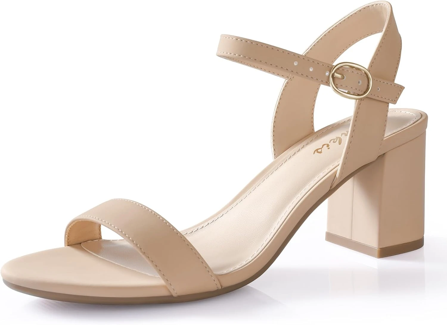 Nude ankle strap heels for pink floral dress