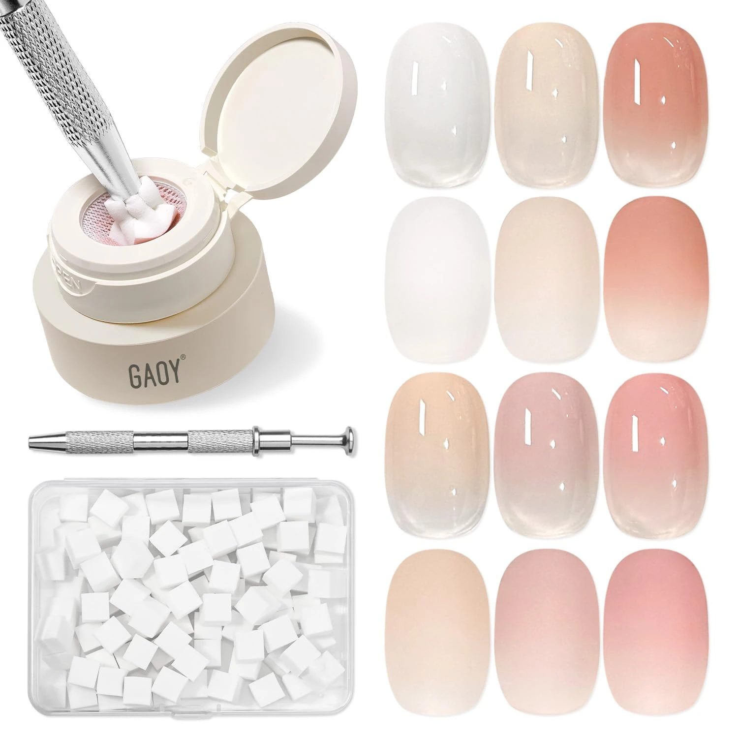 Nude to icy blue soft ombre gel polish set