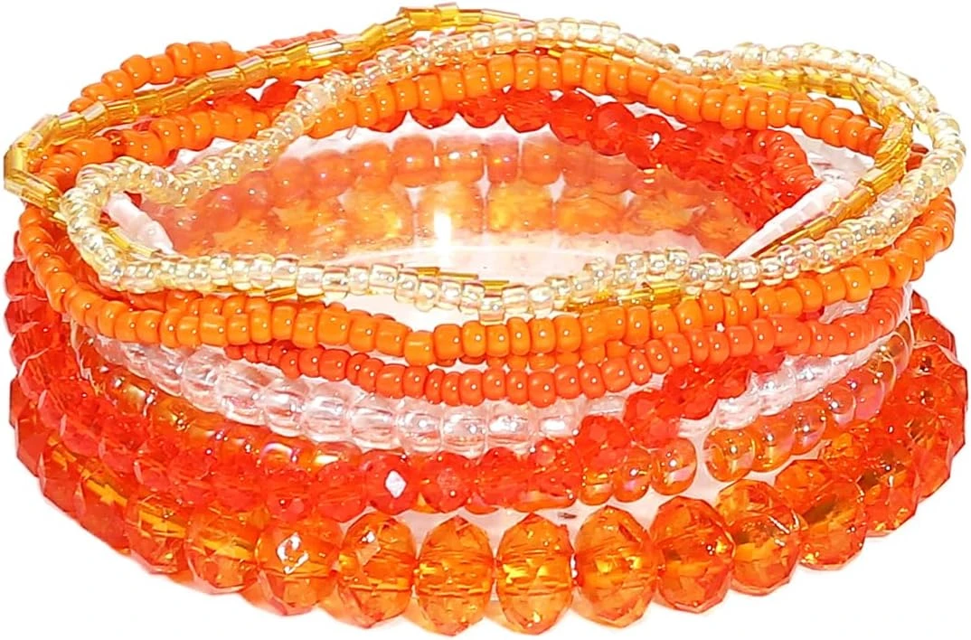 Orange beaded bracelets for citrus outfit