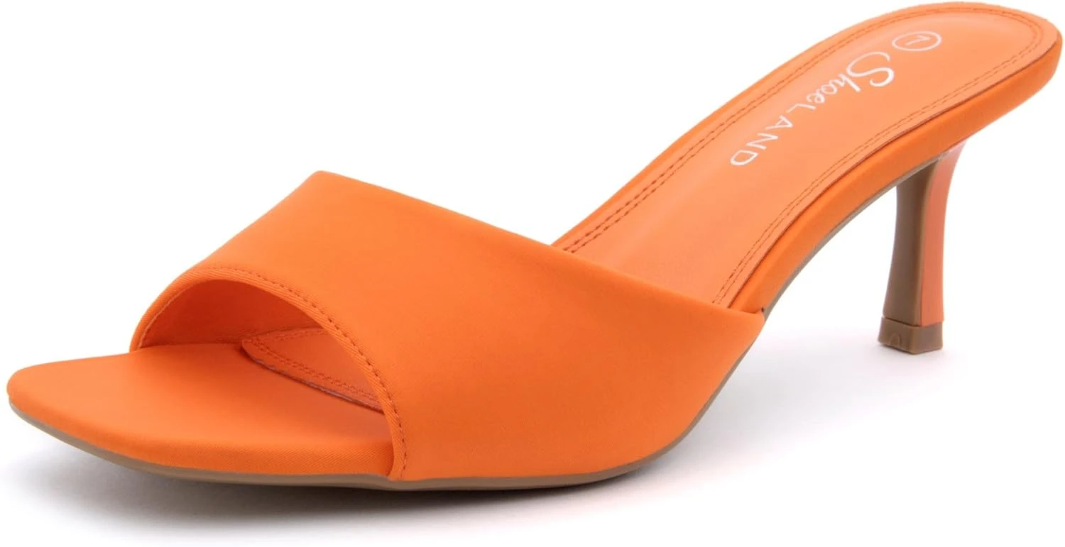 Orange heeled mules for accessory pop outfit