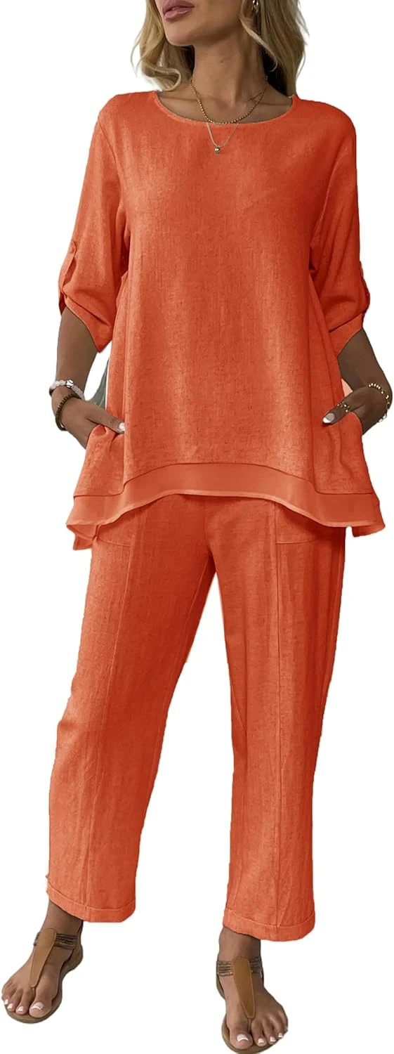 Orange linen co-ord set for bold outfit