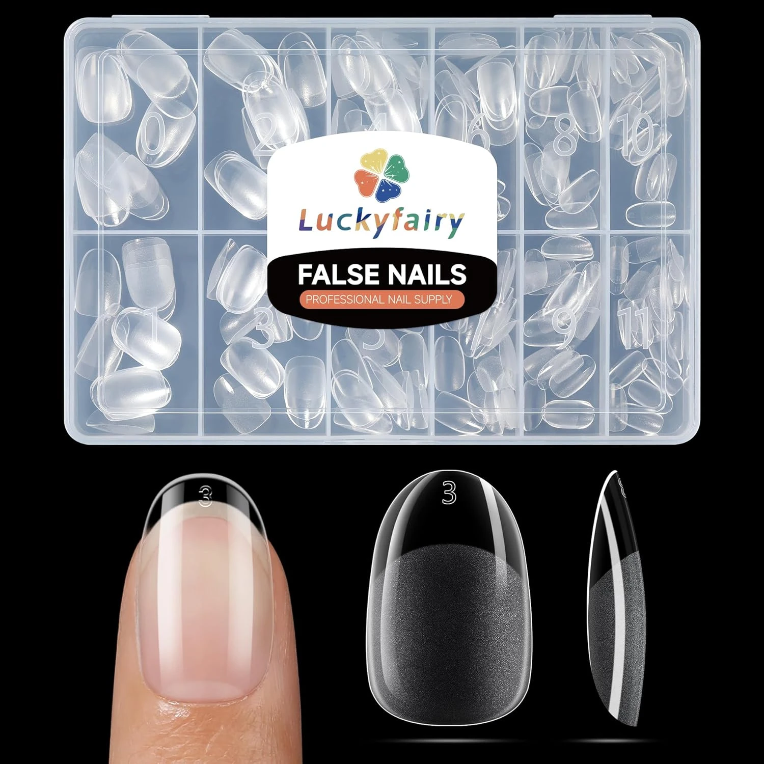 Oval shape press on nail tips for soft ombre design