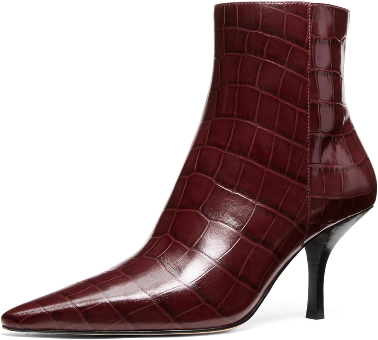 Oxblood heeled boots for all red look
