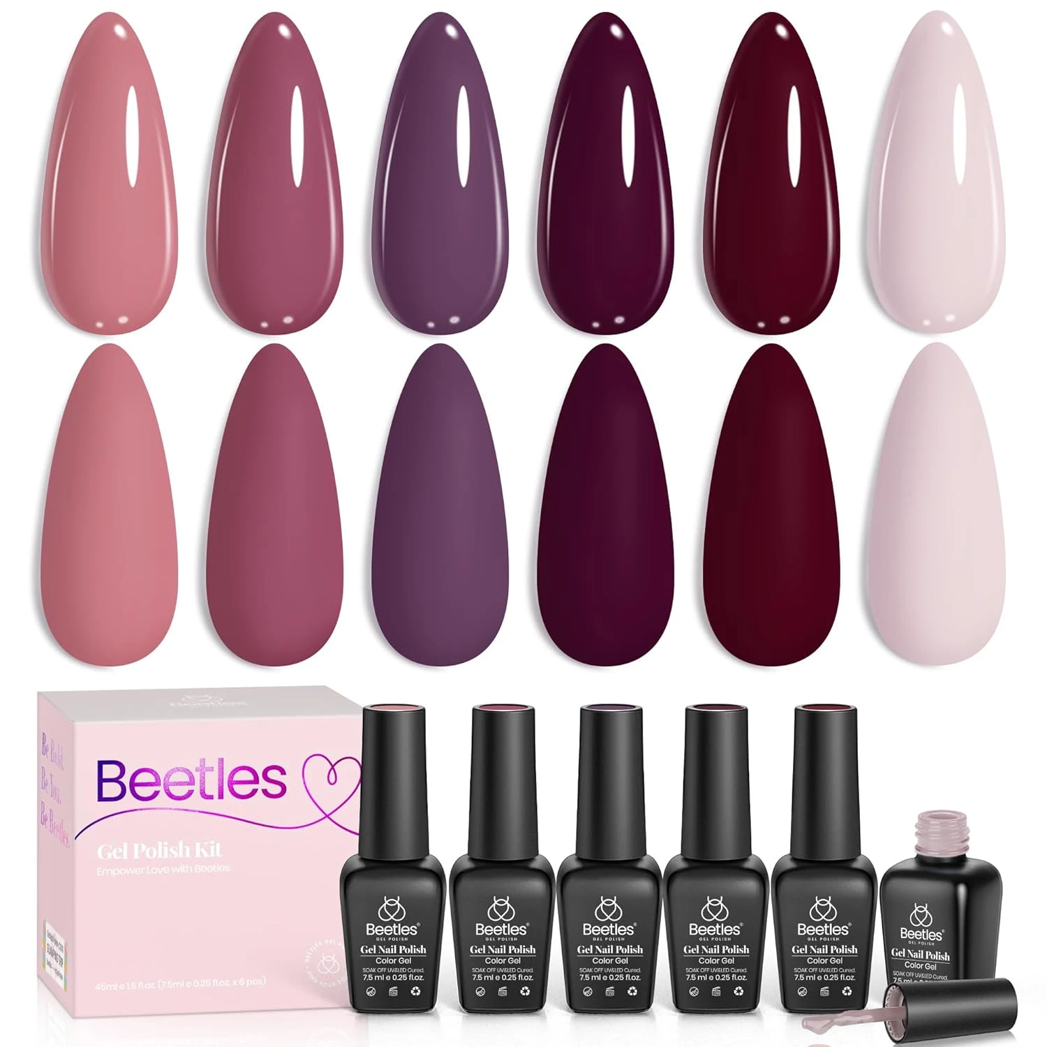Plum burgundy gel polish for half moon nails