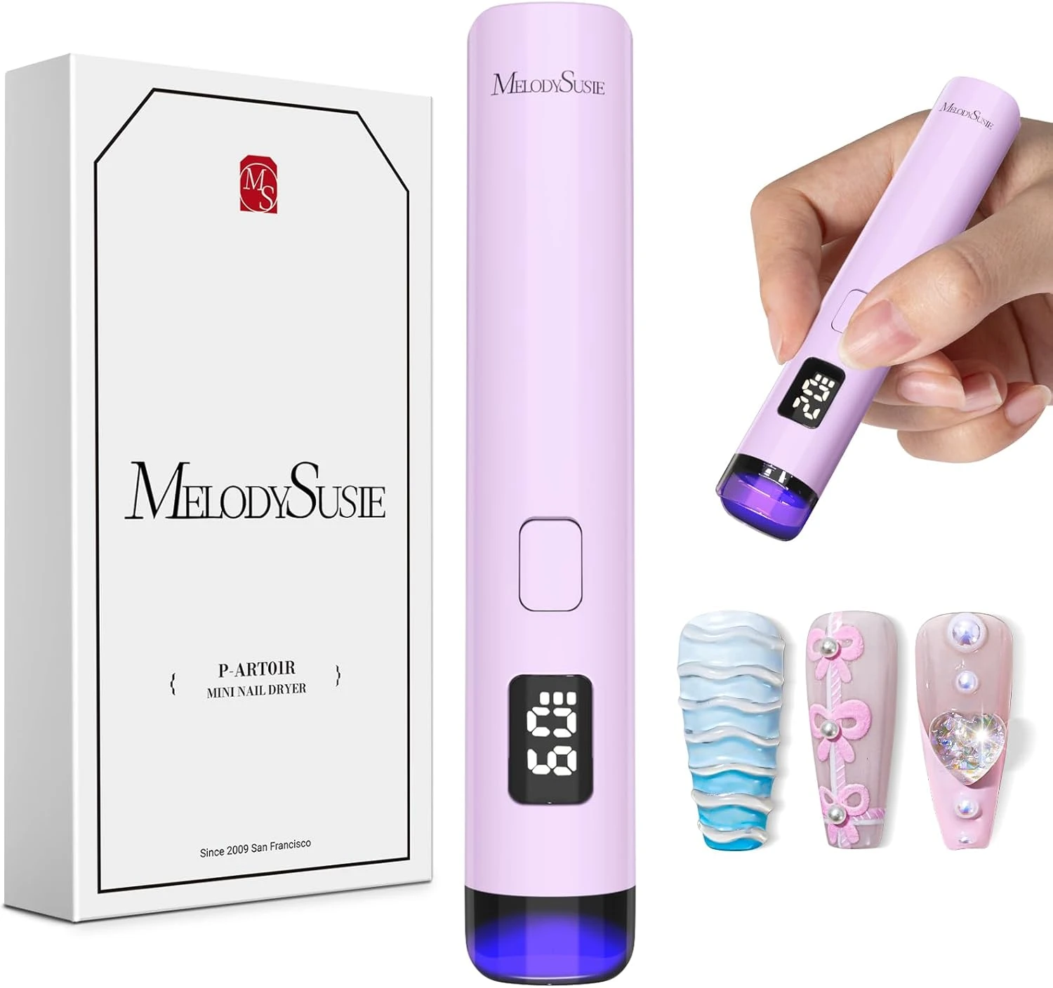 Portable UV LED nail lamp for curing aura nails