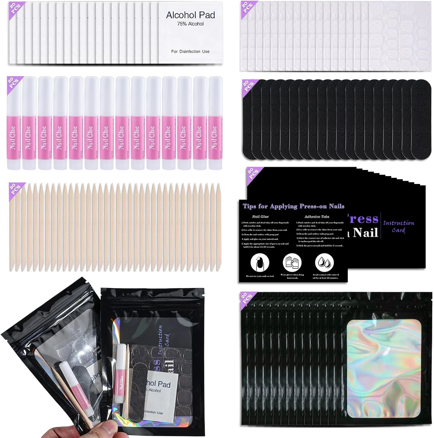 Press on application kit for sage green nails