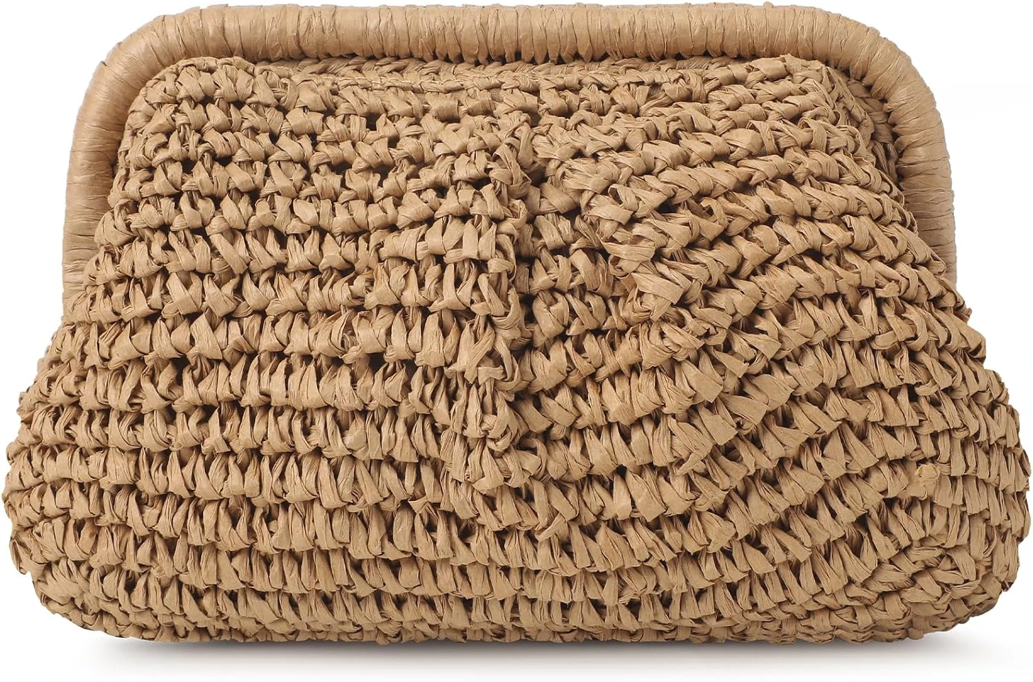 Round raffia woven bag for blue floral dress