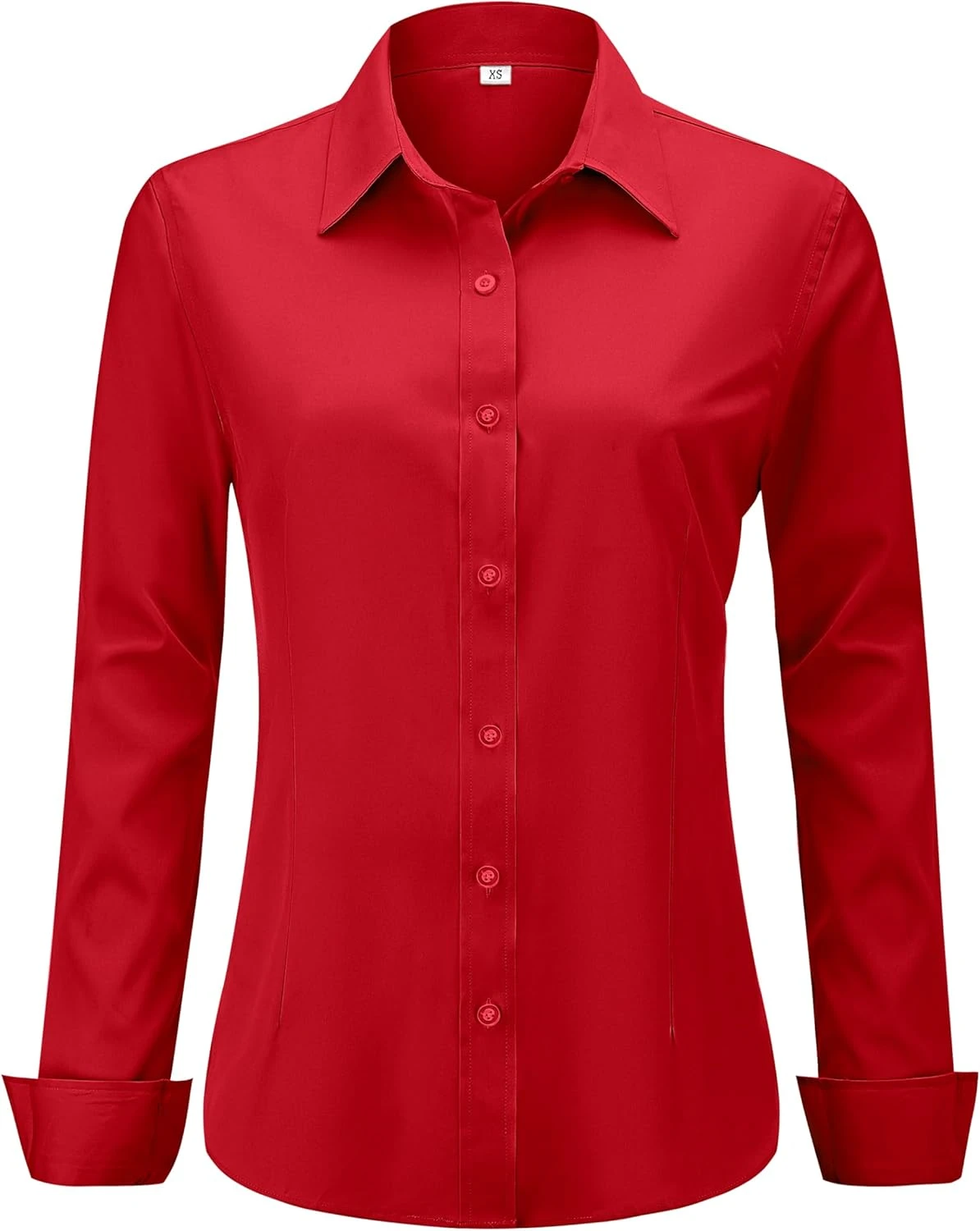 Red button down shirt for tailored casual outfit