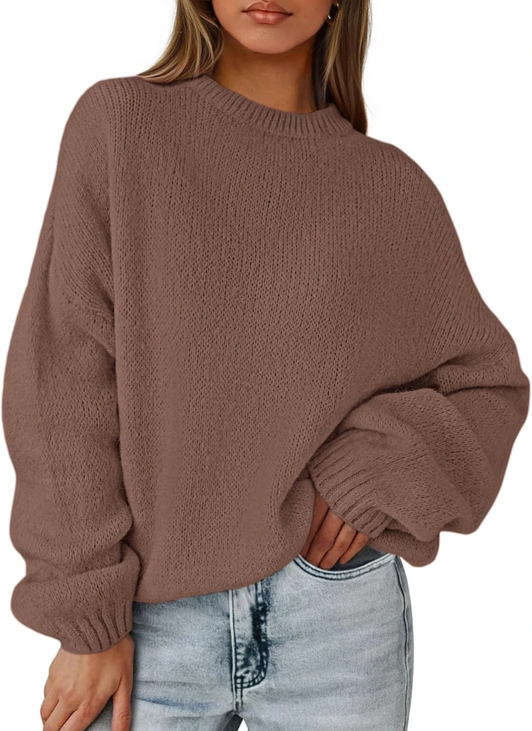 Rust brown knit sweater for leopard scarf outfit