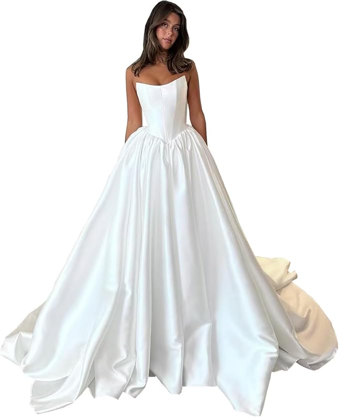 Structured satin ballgown wedding dress