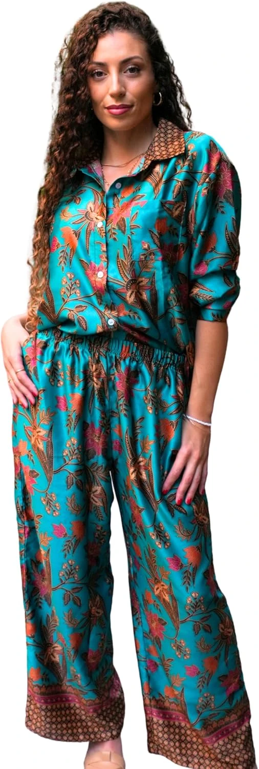 Satin co-ord set for resort evening outfit
