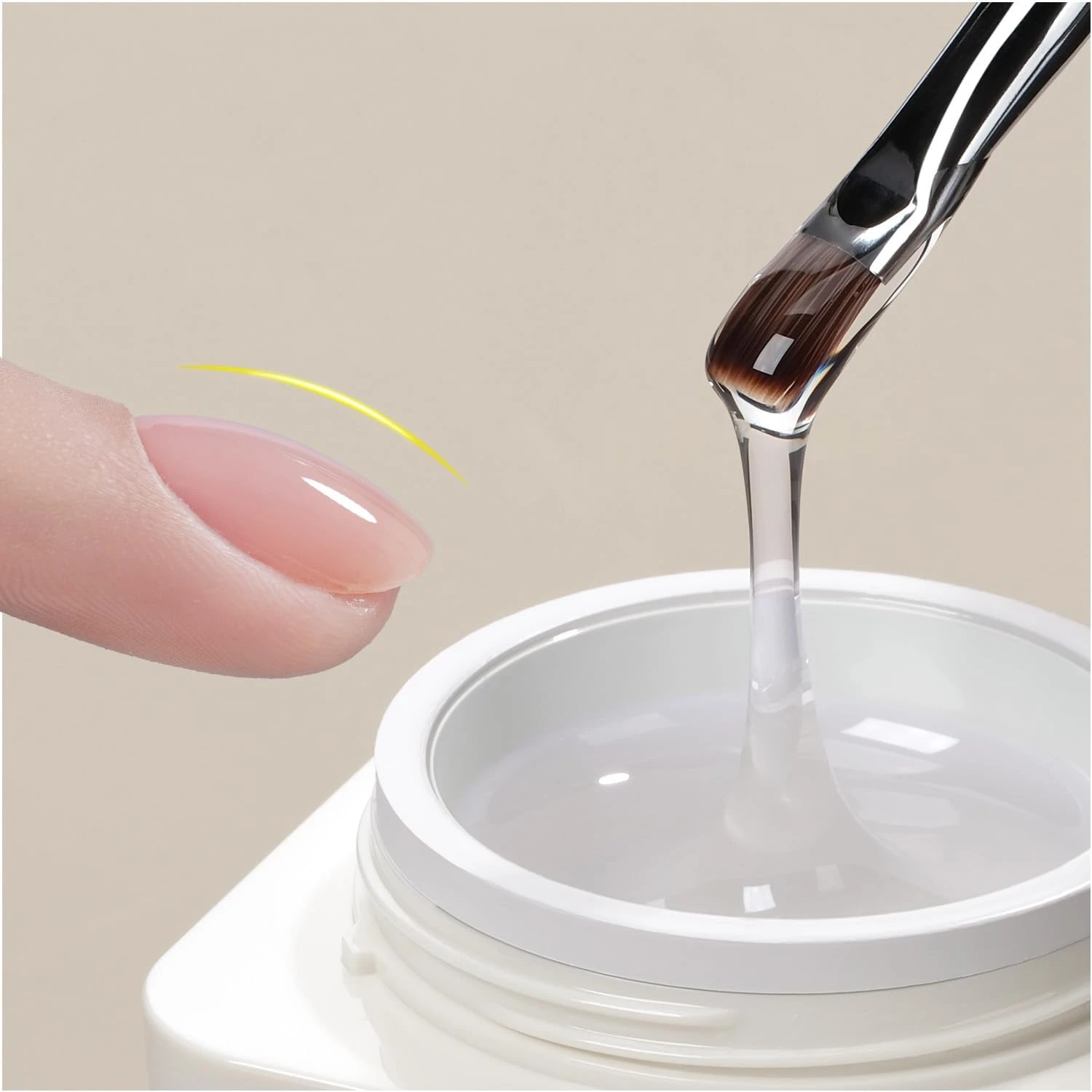 Self leveling top gel for pink jelly nails finish