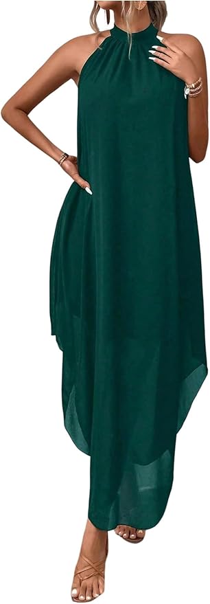 Sheer chiffon layered maxi dress with floral detail