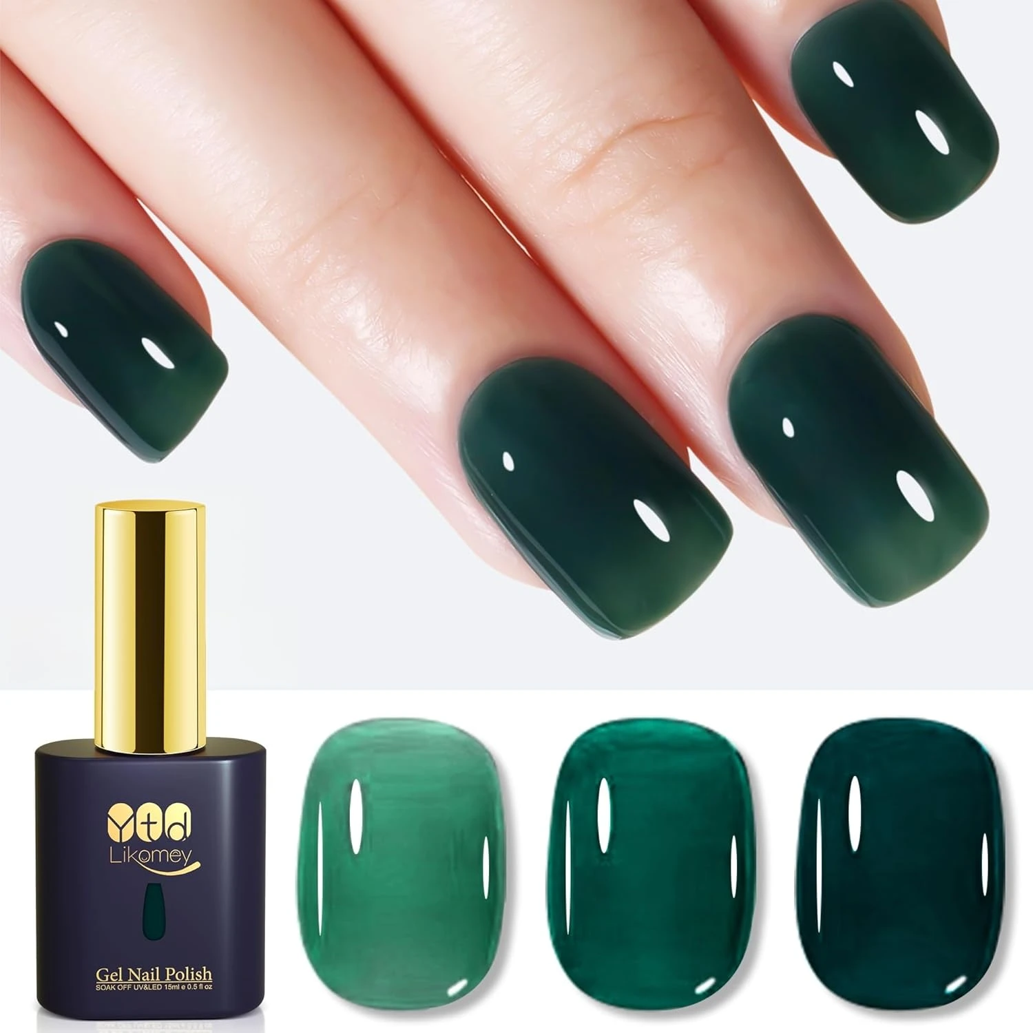 Sheer emerald jelly polish base for glass nails
