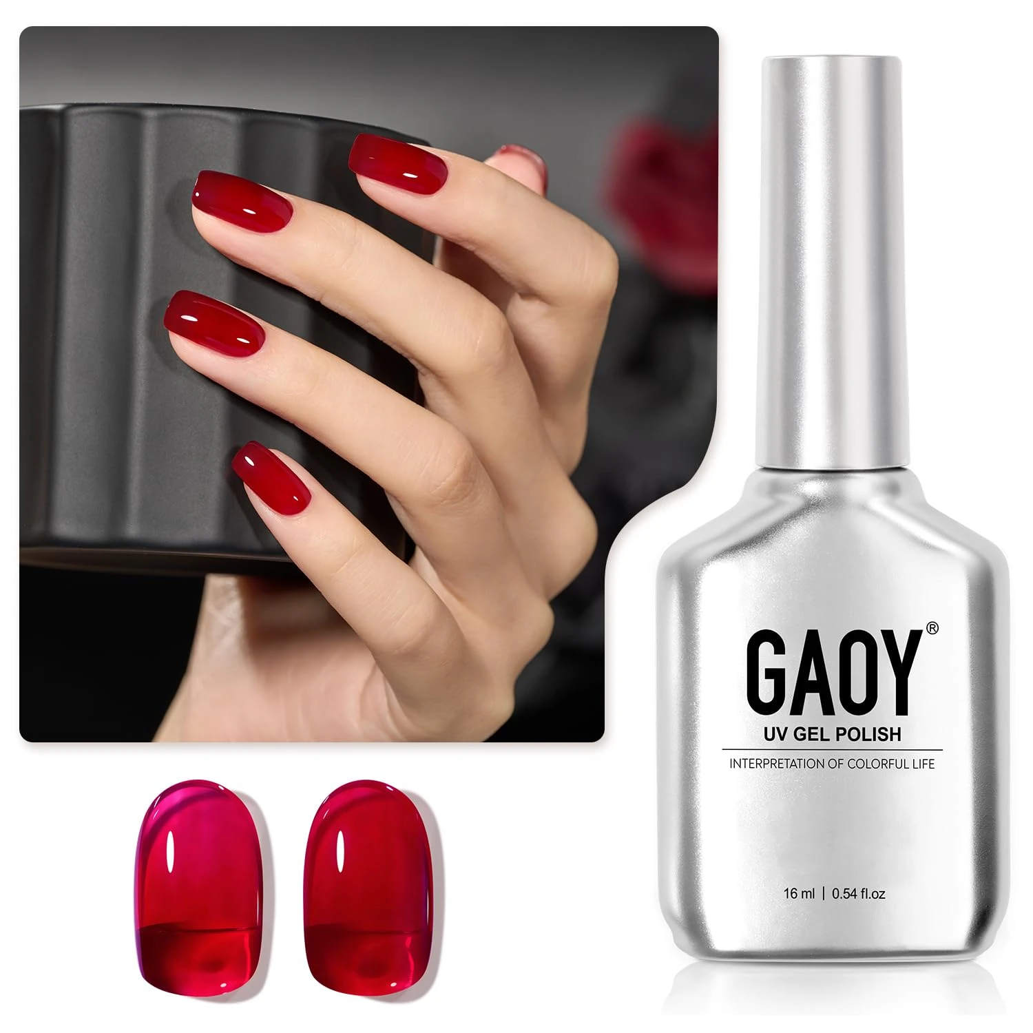 Sheer jelly red nail polish base for glass nails