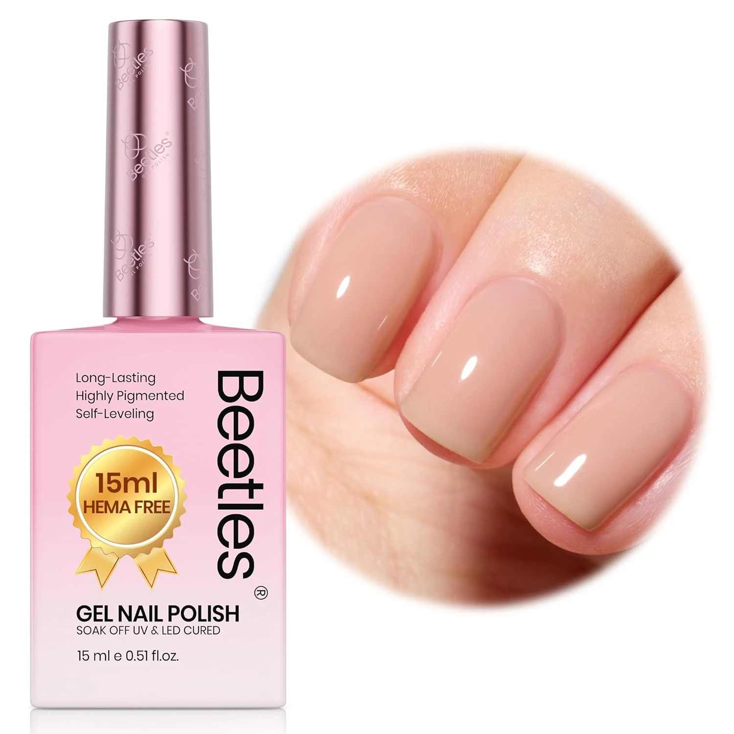 Sheer latte gel polish base for gold foil nails