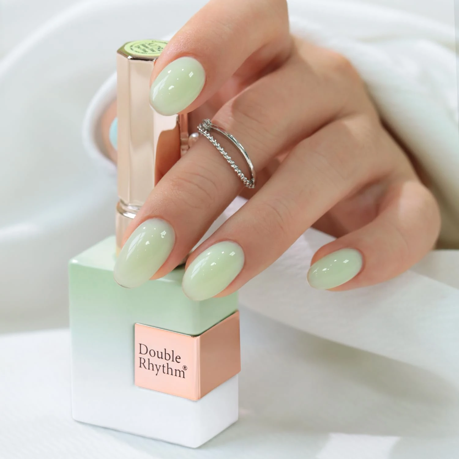 Sheer sage tint gel for ombre sage green nails