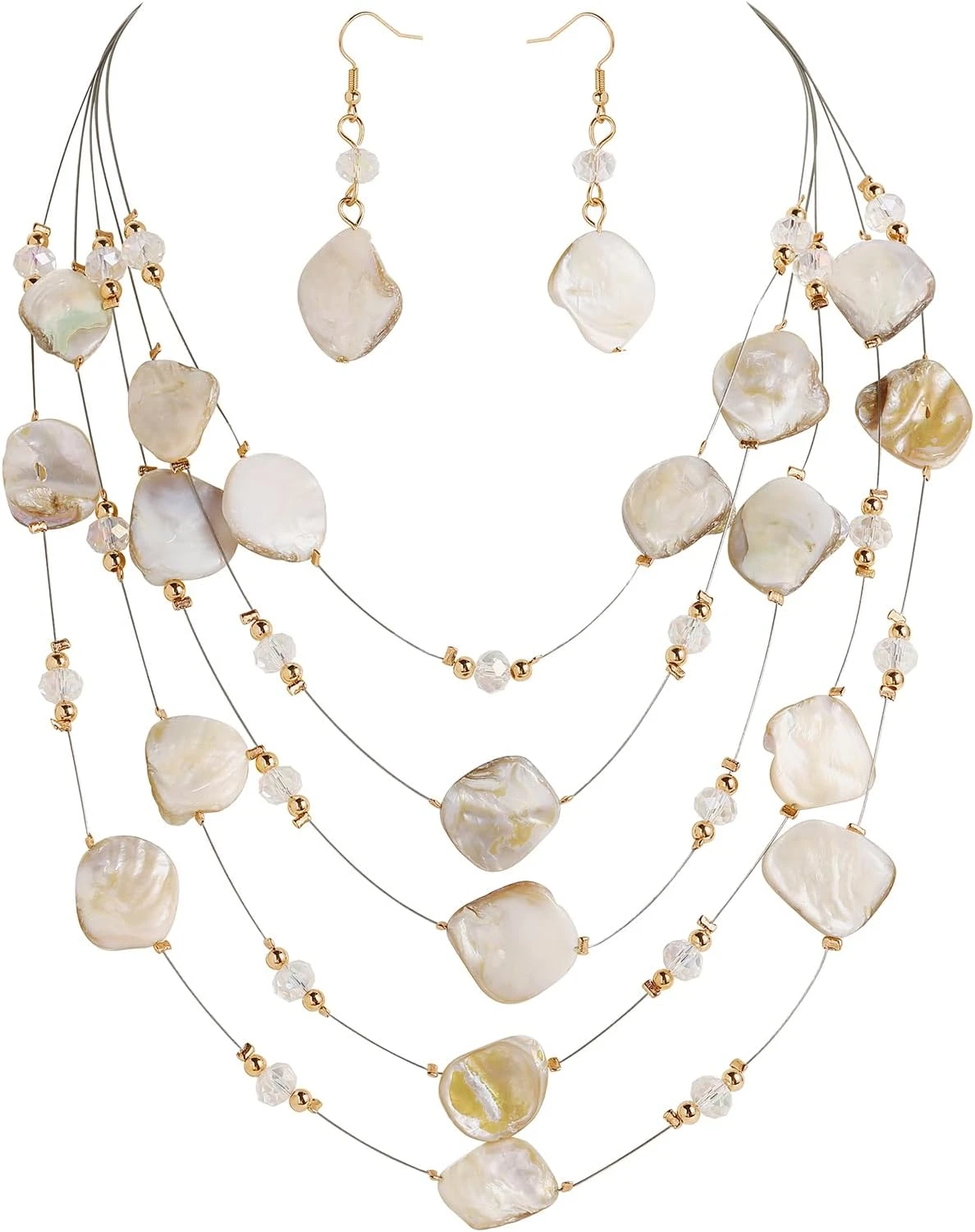 Shell detail jewelry for white floral outfit