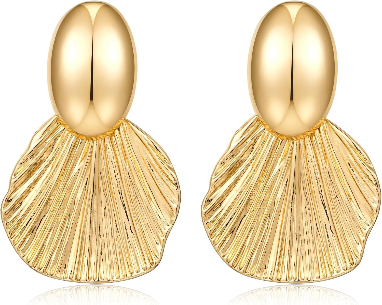 Gold shell drop earrings for vacation orange outfit