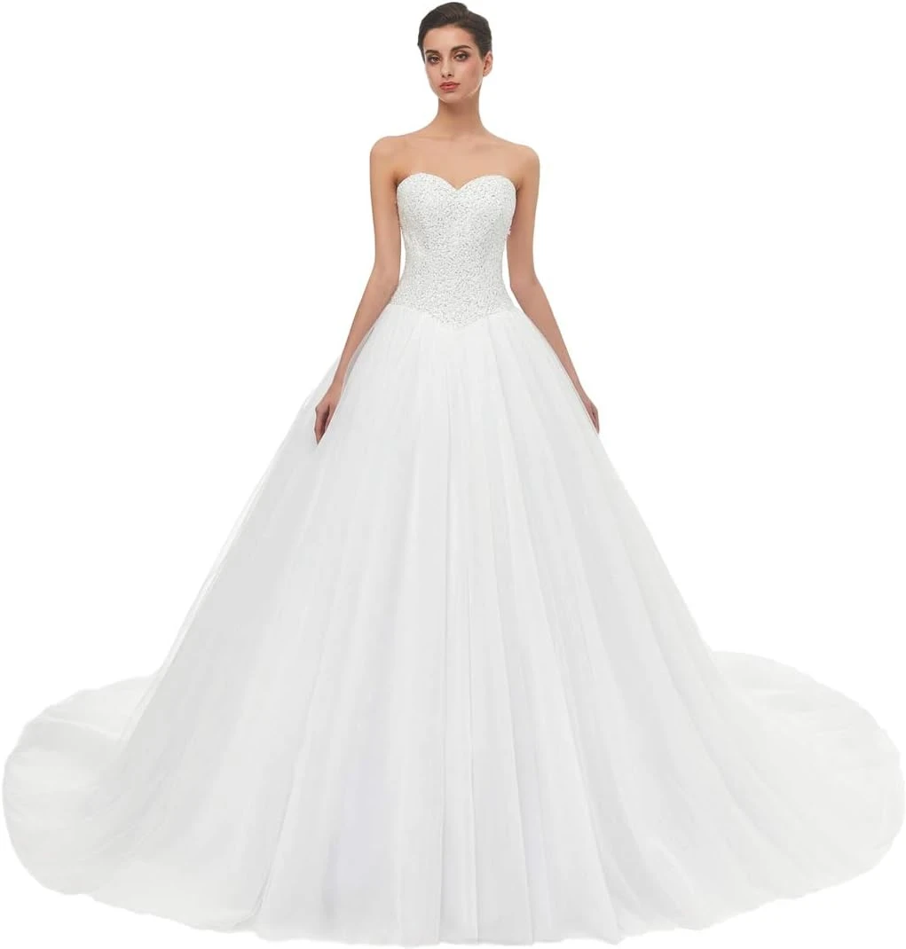 Silk A-line wedding gown with flowing skirt