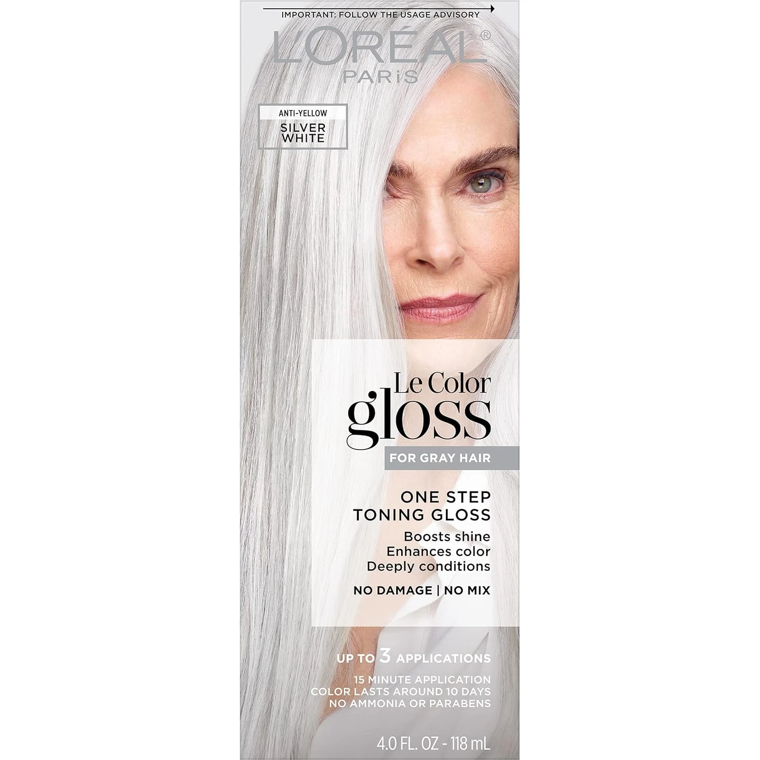 Silver gray toner gloss for smoke tint hair
