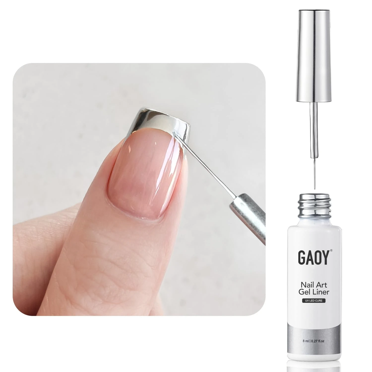 Silver fine tip nail art pen for snowflake detailing