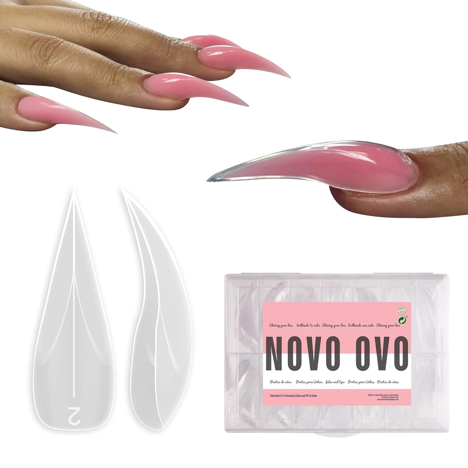 Stiletto form tips for purple acrylic nails