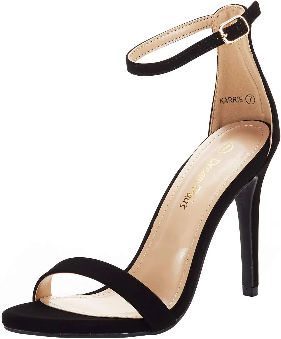 Strappy black heels for leopard slip dress
