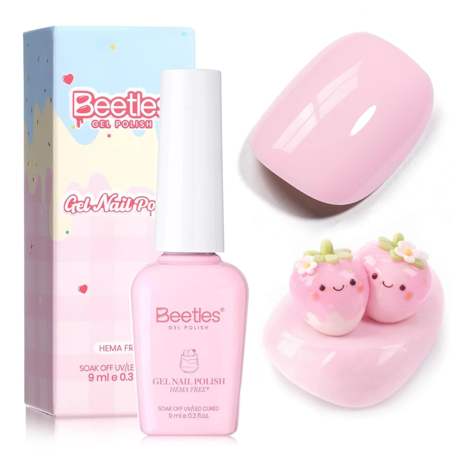 Strawberry milk gel polish for milky pink nails