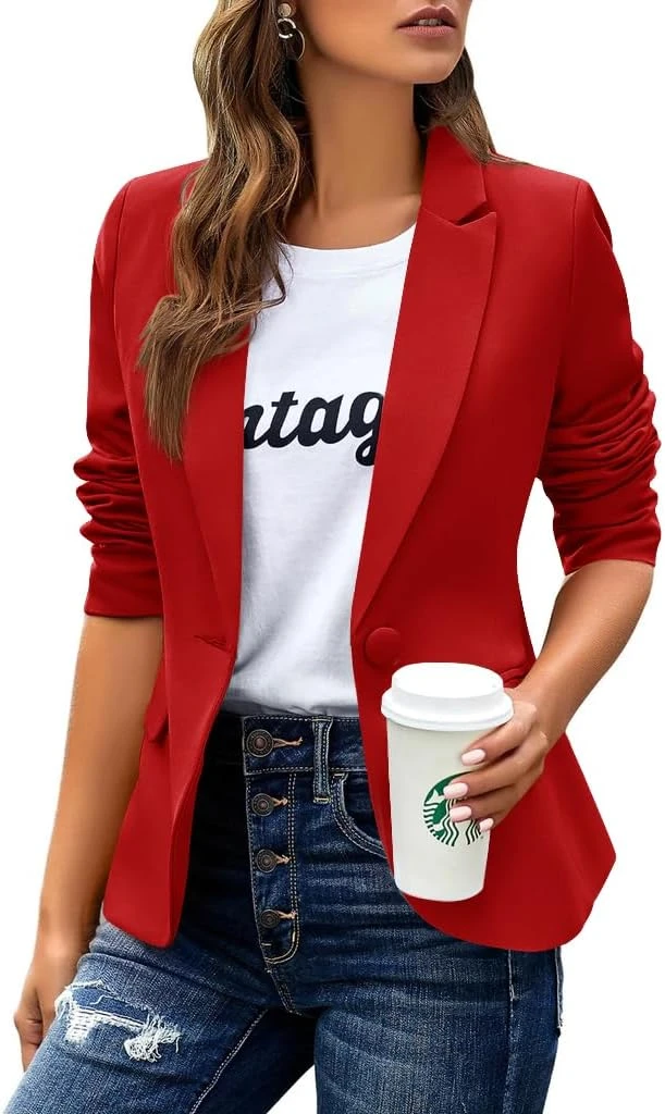 Structured red blazer for power outfit