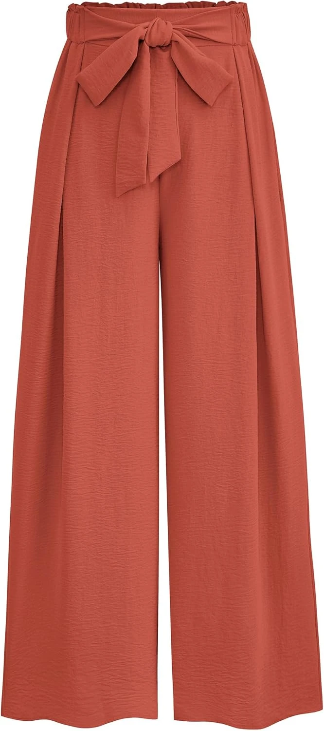 Terracotta wide trousers for tonal outfit