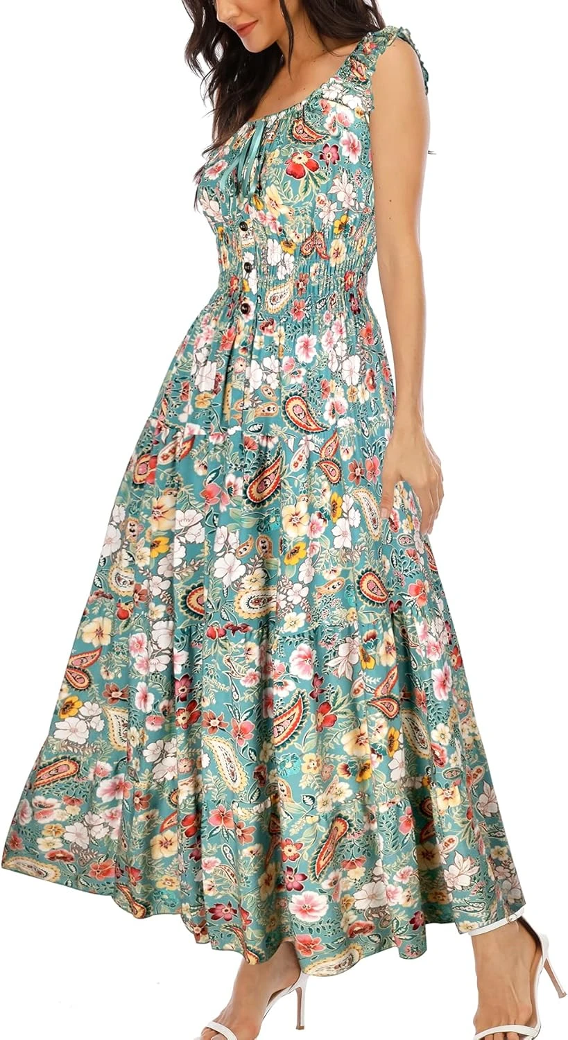 Tiered boho maxi dress for casual day style