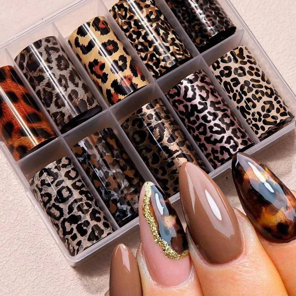 Tortoise shell nail decals for burgundy accent nails