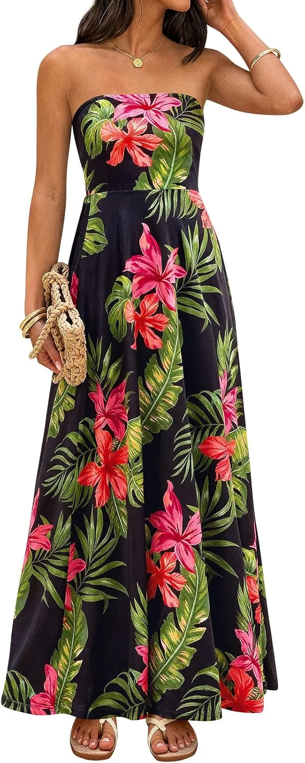 Tropical print maxi dress for resort style