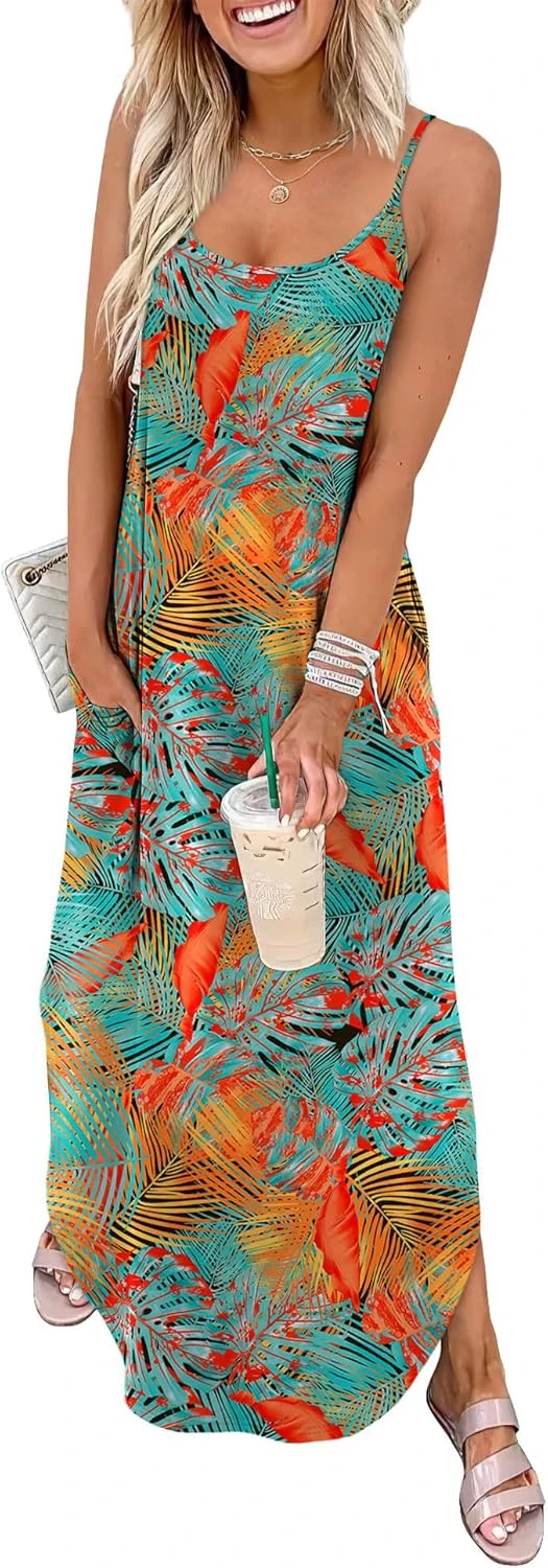Tropical print midi dress for hawaii vacation