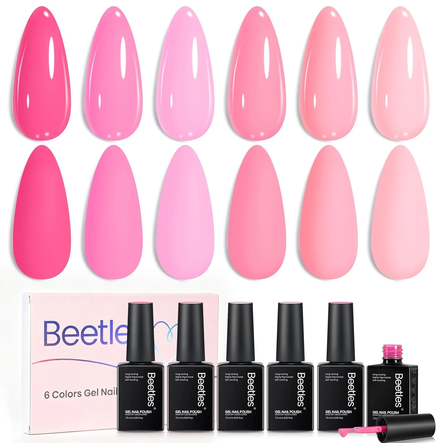 Two tone pink polish set base for ombre nails