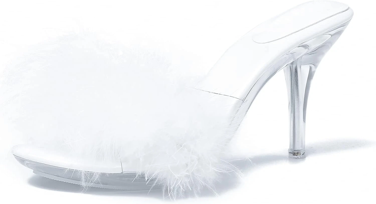 Feather trim heels for reception mini dress