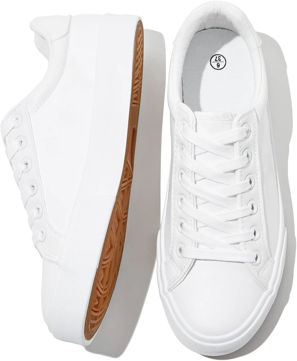 White leather sneakers for blue floral outfit