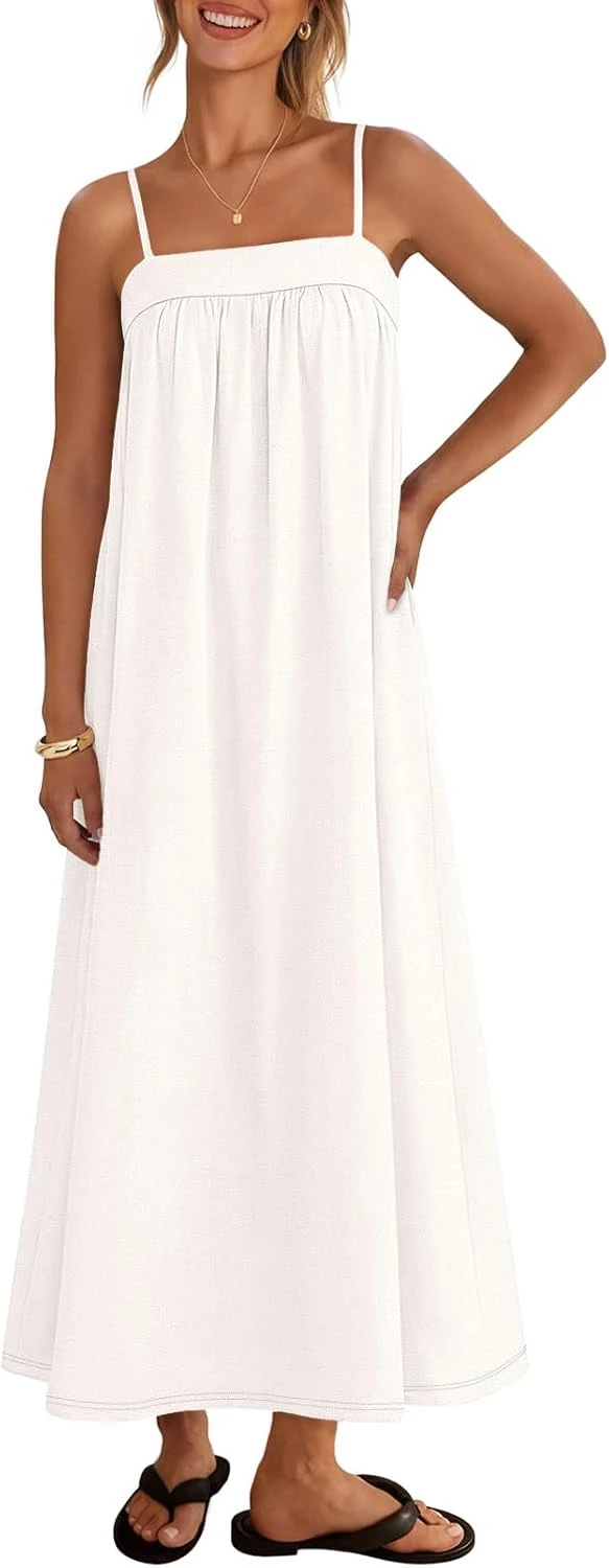 White linen maxi dress for beach style
